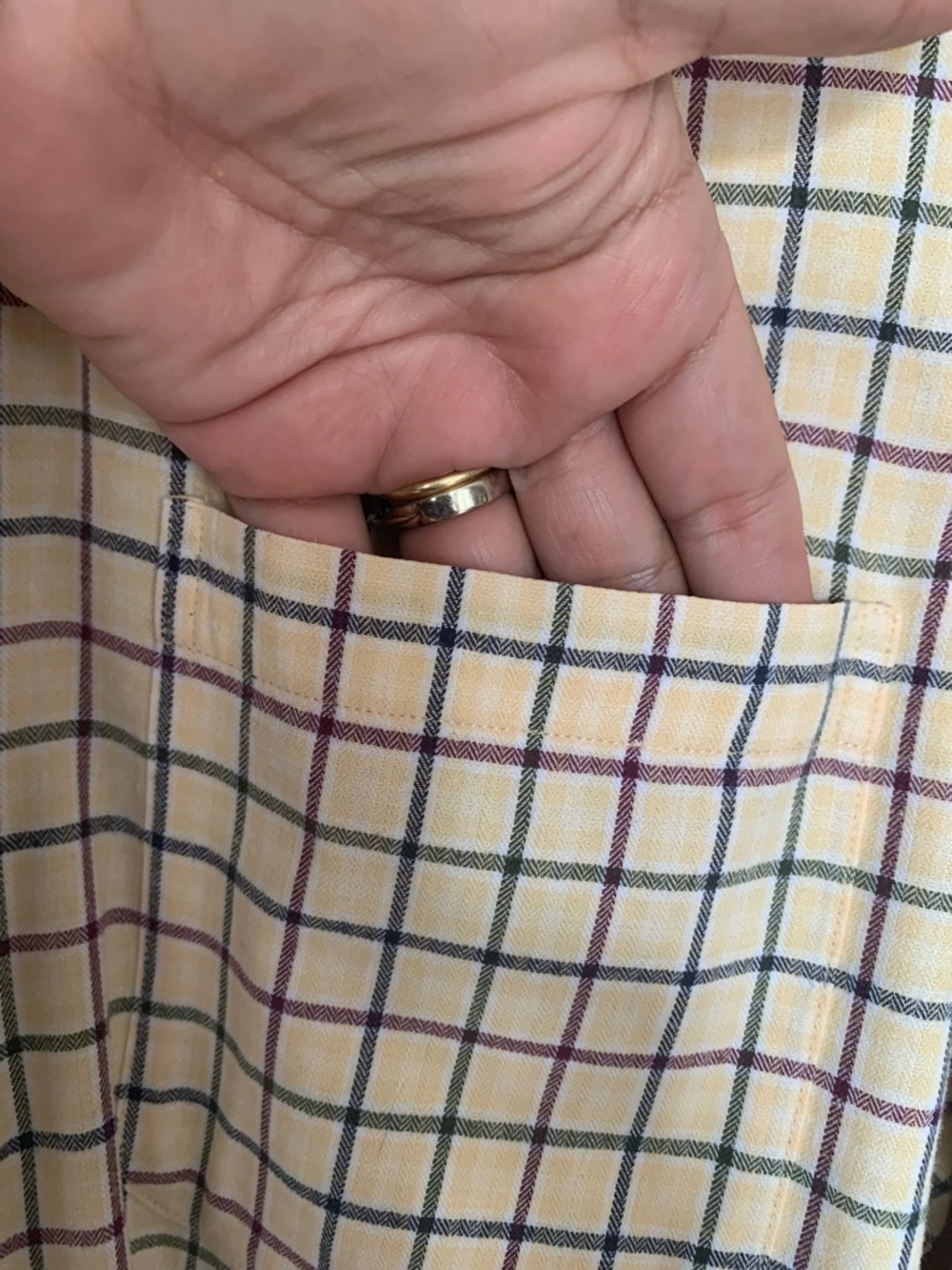 Boyt Harness Company Men's Cream Plaid Button-Down Shirt Large - Picture 3 of 9